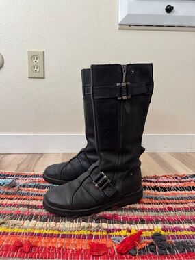 Dior Authentic Vintage Leather Combat Black Tall Boots